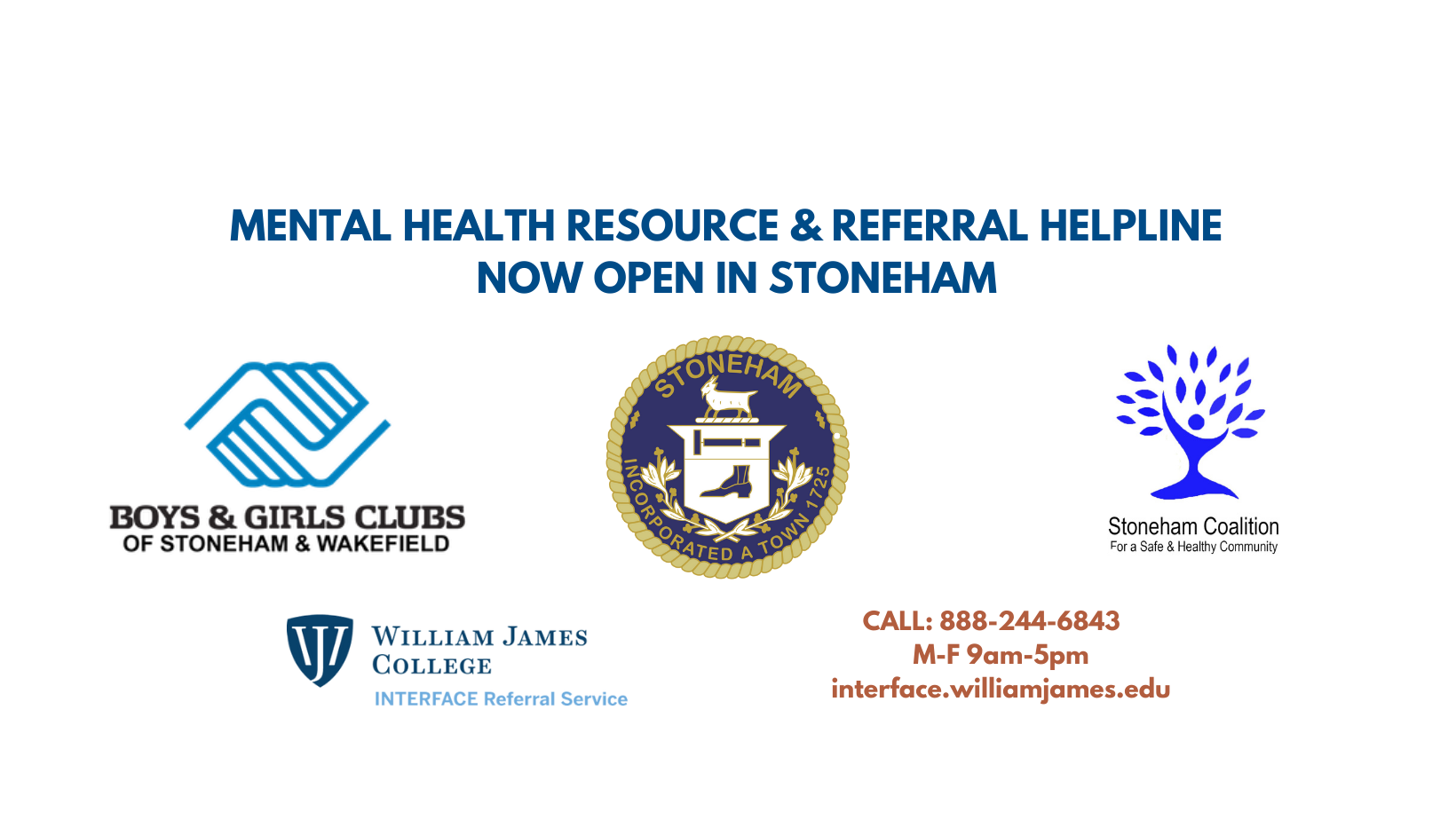 INTERFACE Mental Health Referral Service is now available to Stoneham Residents